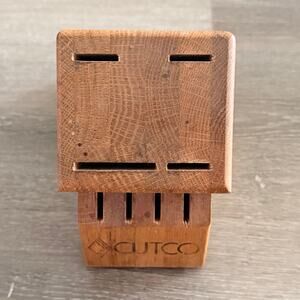 Cutco Studio Wood Knife Block 8 Slot Solid Honey Oak Made in USA